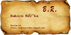 Babics Réka névjegykártya